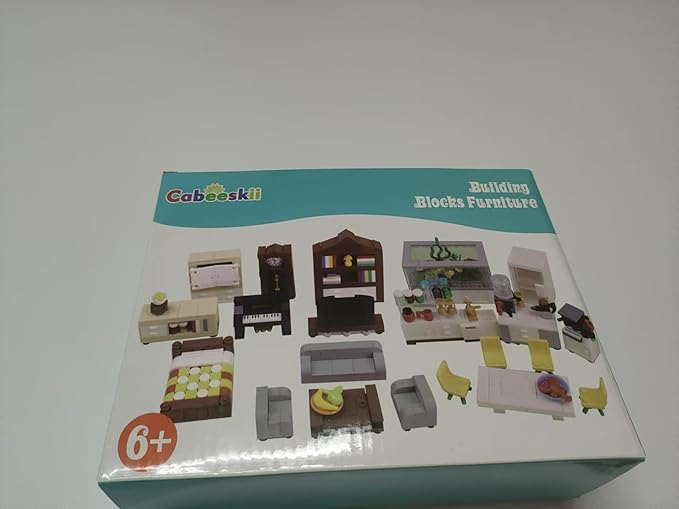 Building Block Furniture, Includes Items Such as a Bed, TV, Bookshelf, Kitchen cabinets, It Serves as Furniture for Decorating Lego City Mansion Houses and is Compatible with Major Brands Bricks
