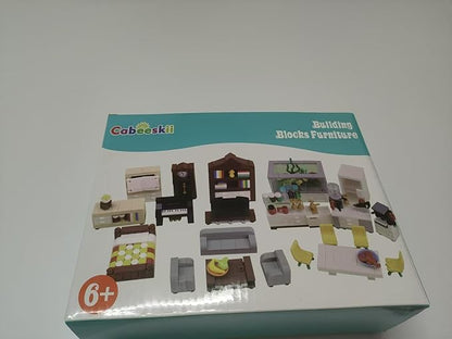 Building Block Furniture, Includes Items Such as a Bed, TV, Bookshelf, Kitchen cabinets, It Serves as Furniture for Decorating Lego City Mansion Houses and is Compatible with Major Brands Bricks