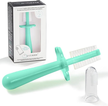 grabease Double-Sided Training Toothbrush - First Infant Toothbrush for Baby & Toddler - BPA & Phthalate-Free - 1 Pack Mint, 12 Months and Up - Baby Tooth Brush