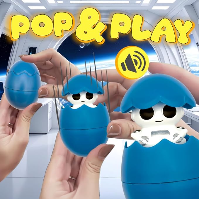 Egg Pops Talking Easter Egg Toy - Figure Pops Up & Plays Sounds, Easter Basket Stuffers for Teens - Interactive Kids Toys or Funny Gag Gifts for Teens, Cute Collectible Spring Character (Robot)