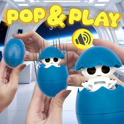 Egg Pops Talking Easter Egg Toy - Figure Pops Up & Plays Sounds, Easter Basket Stuffers for Teens - Interactive Kids Toys or Funny Gag Gifts for Teens, Cute Collectible Spring Character (Robot)