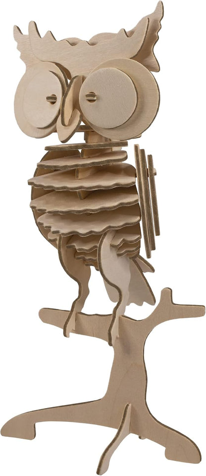 Eco 3D Wooden Puzzle - Owl from Deluxebase. Sustainable Wood Animal Puzzle Craft Set. Perfect Model Building Kits for Educational Toys and Kids Party Favors.