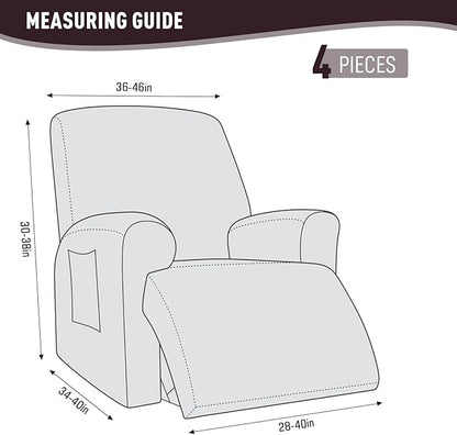 KinCam Recliner Covers, Stretch Reclining Chair Covers, Recliner Sofa Slipcovers Stripe Jacquard Recliner Couch Covers Furniture Protector Covers for Pet Kid (1 XL Seater, Chocolate)