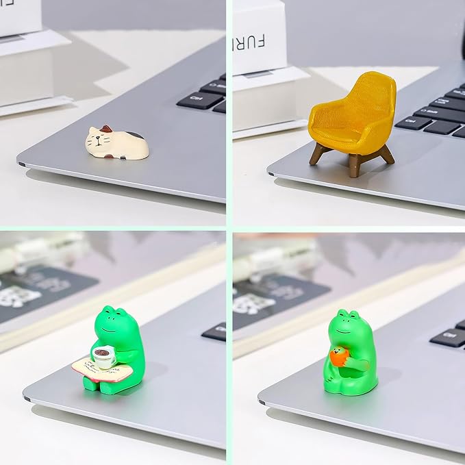 Set of 6 Miniature Frog Trinkets Desk Decorations - Tiny Frog Figurines for Cute Office Desk Decor, Funny Gifts for Frog Lovers, Perfect for Fairy Garden Decor