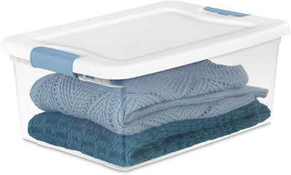 Sterilite 36-Pack Latching Box, Under Bed Storage Bins with Lids, Clear Plastic, 15 Quart - Heavy-Duty Organizing Containers for Closet, Bathroom, and Office