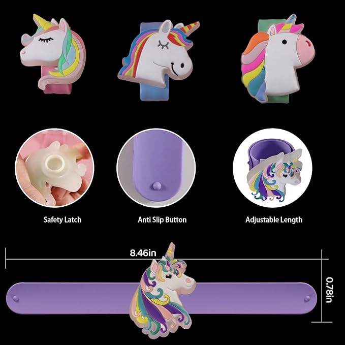 Unicorns Slap Bracelets, Unicorn Party Favors for Kids 6-8 8-12, Unicorn Light-up Bracelets Girls Party Supplies for Birthday Decorations, Christmas Stocking Stuffers for Girl