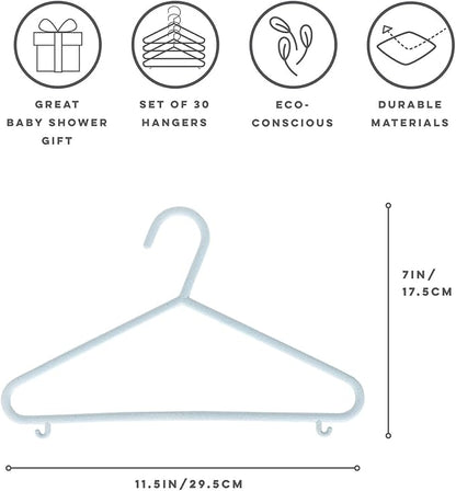 3 Sprouts Wheat Straw Plastic Hangers - 30-Pack Eco-Conscious Toddler Hangers for Child & Baby Clothes, Coats - Kid Closet Hangers Ideal for Small Girls, Boys, Children & Kids - Speckled Blue