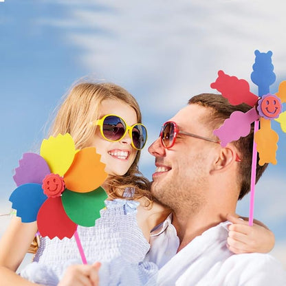 5 Pcs Colorful Sticky Mosaic EVA Windmill Art Kits for Kids 2-4 Years Old, DIY Mosaic Art Crafts Early Learning Games Handmade Art Kit for Preschool Toddlers Boys and Girls Ages 1 2 3 4 5 6 7 8