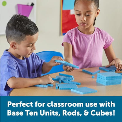 Learning Resources Plastic Base Ten Flats, Early Math, Counting, Place Value, Homeschool, 10 Pieces, Ages 6+