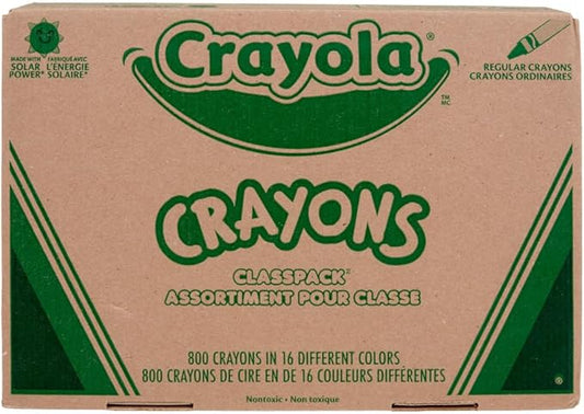 Crayola Bulk Crayon Classpack - 800ct (16 Colors), Back to School Supplies, Kids Crayons, Teacher Classroom Must Haves, 3+