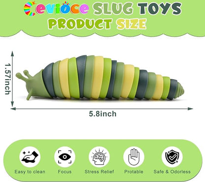 Cevioce Sensory Slug Fidget Toys,Mini Fidget Slug Toys for Adults & Kids Party Favors,1Pc Cute Autism Sensory Toys for Autistic Children,Toddler Toys Age 3+ Easter Basket Stuffer for Kids