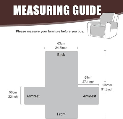 Waterproof Recliner Chair Couch Cover, Anti Slip Recliner Chair Sofa Covers with Elastic Bands,Furniture Protector for Kids, Pets, Dog and Cat (1 Cushion Loveseat, Dark Coffee)