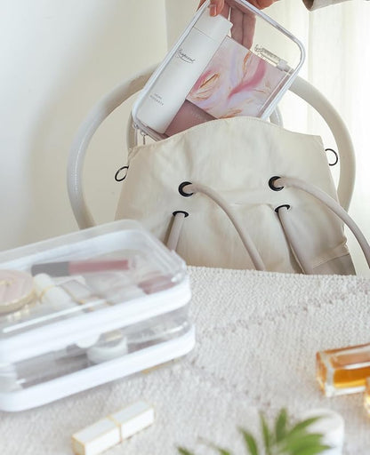 CoiiJoii 6PCS Clear Hard Shell Zipper Case,Portable Cosmetic Bag with Zipper,Kid's Toy Storage Organizer Bins,Hard Plastic Case,Clear Bags for Organizing