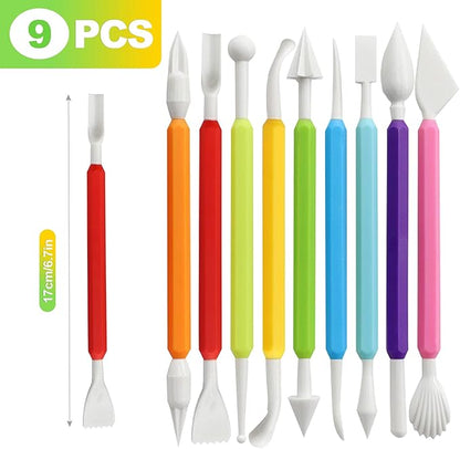 CeroDimo 9 Pack Clay Sculpting Tools Set Double End Pottery Modeling Tools Clay Carving and Shaping Tools Air Dry Clay Tool Kit for DIY Craft Projects Polymer Clay Tools Assorted Colors