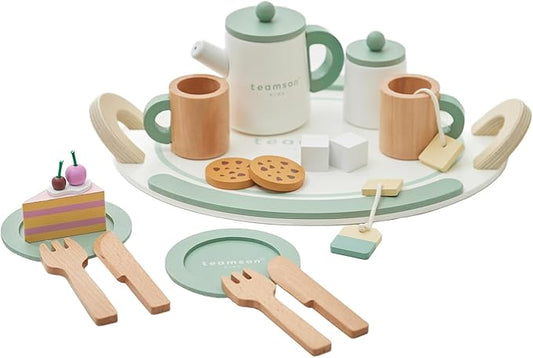 Teamson Kids Little Chef Frankfurt 20-pc. Wooden Play Kitchen Tea Party Accessory Set with Pretend Food and Cups