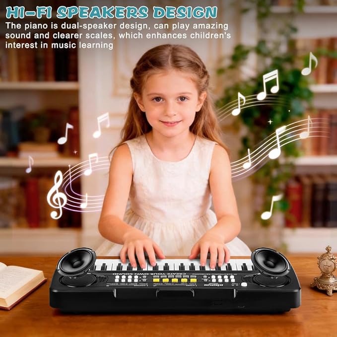 Keyboard Piano for Kids, BIGFUN 37 Keys Toddler Piano Multifunction Music Educational Instrument Toy, Electronic Kids Keyboard Set for 3-7 Year Old Girls and Boys (2PCS, Purple + Black)