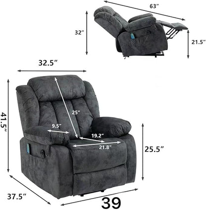 FANYE Electric Power Lift Recliner Chair for Elderly W/Massage and Heat, 2 Remote Controllers Infinite Positions Large Velvet Upholstery Recliner&Armchair W/Side Pockets for Living Room