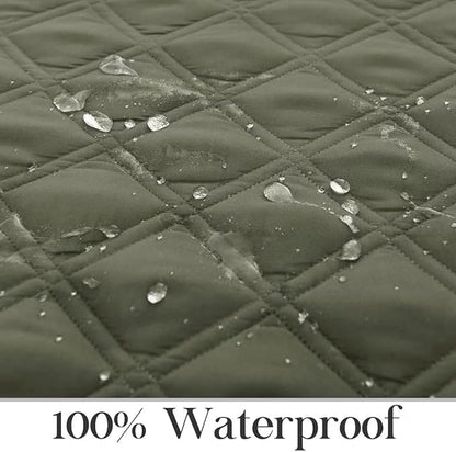 TOMORO Non-Slip Quilted Recliner Cover, 100% Waterproof Recliner Chair Slipcover Furniture Protector with Pockets, Washable Couch Cover with Elastic Straps for Kids and Pets，23 Inch