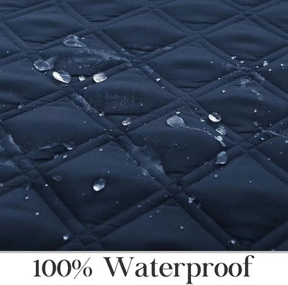 TOMORO Non-Slip Oversized Recliner Cover, 100% Waterproof Quilted Recliner Chair Slipcover Furniture Protector with Pockets, Washable Couch Cover with Elastic Straps for Kids and Pets