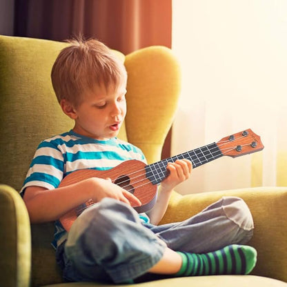 YEZI Classical Ukulele for Kids, Mini Toddler Guitar Toy with Pick, Educational Musical Instrument for Preschool Boys Girls, Early Learning Music Toy for Ages 3 4 5 6+ Years Old, Brown