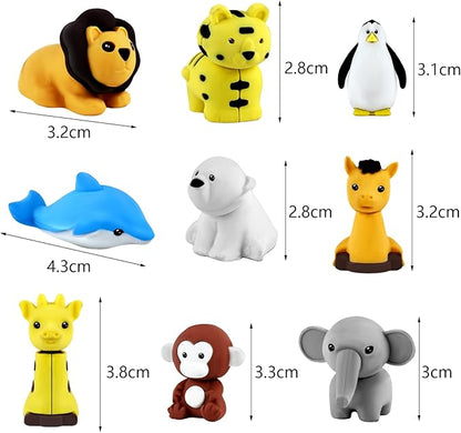 URSKYTOUS 111Pcs Animal Erasers Desk Pets for Kids Animal Pencil Erasers Bulk Puzzle Eraser Toys Gifts for Classroom Prizes,Game Reward,Treasure Box,Easter Egg Fillers,Goodie Bag Stuffer,Party Favors