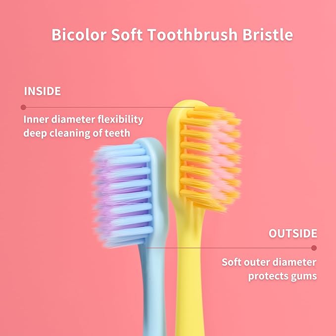 VIWIK 10 Pack Colorful Ultra-Soft Bristle Toothbrush – BPA-Free, Gentle on Gums, Effective Plaque Removal for Sensitive Teeth – Durable, Perfect for Adults and KidC