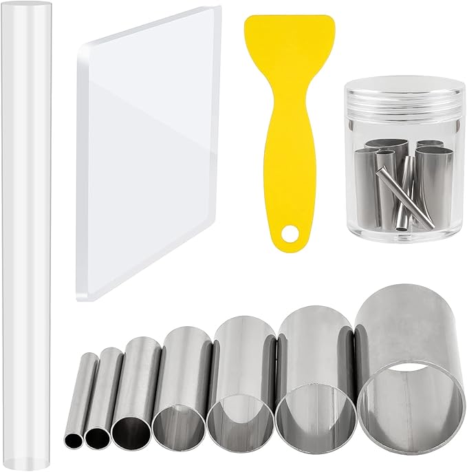 Clay DIY Tool Set, Acrylic Clay Roller, Acrylic Sheet, Stainless Steel Round Circle Shape Cutter