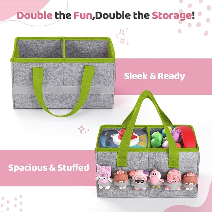 PISOSN Carrying Case for Toniebox Starter Set and Tonies Figurines, Travel Felt Cloth Musical Toy Folding Bag for Toniebox 2 & Accessories (Green)
