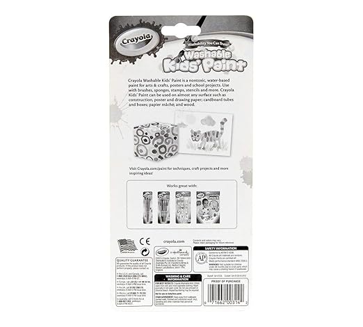 Crayola Washable Kids Paint Assorted Colors, Pack of 2 | Includes 5 Color Flag Set