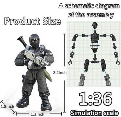 8 PCS Building Block City Policeman Action Mini-Figures with Multiple Military Weapons Accessories SWAT Model Equipment Assembly Building Toys Party Favors Gift for Boys