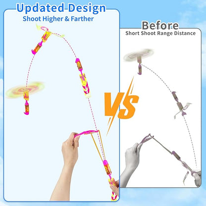 50 Pcs Slingshot Outdoor Toys,Glow in The Dark Party Supplies Toys Rocket with Launcher,Glow Sticks Easter Basket Stuffers Birthday Christmas Gifts Party Favors for Kids 4-8-12 Bulk Toys