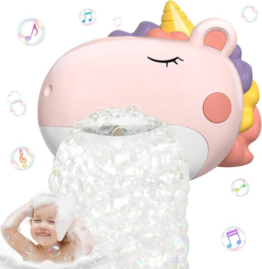 Infowush Baby Bath Toys, Unicorn Bath Bubble Machine Toddler Bath Toys for Kids Ages 1-3 4-8, Interactive Bathtub Shower Water Toys Bubble Maker with Music Christmas Birthday Gifts for Boys Girls