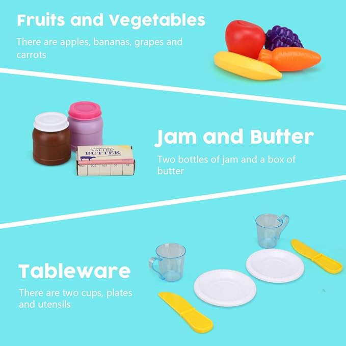 TOY Life Play Kitchen Accessories Toddler Kitchen Playset Toy Kitchen Appliances Kitchen Sets for Kids Ages 4-8 Kid Blender Toy Toaster Kitchen Set with Realistic Light Sound Gift for Girls Boys