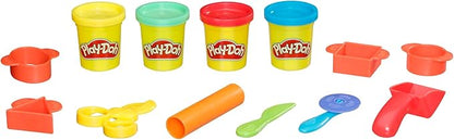 Play-Doh Starter Set 9-Piece Kit with Storage Tote & 4 Modeling Compound Cans, Arts and Crafts Toys for Kids 3 Years & Up, Preschool Toys
