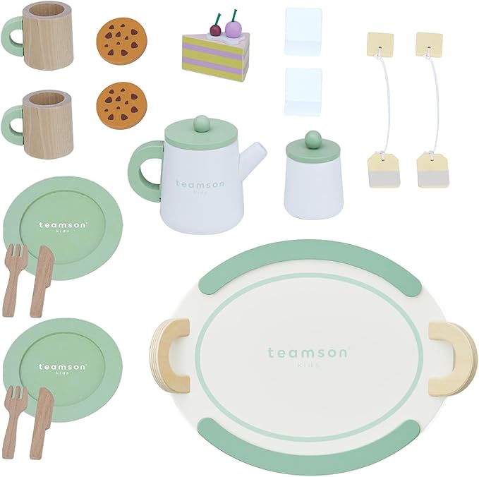 Teamson Kids Little Chef Frankfurt 20-pc. Wooden Play Kitchen Tea Party Accessory Set with Pretend Food and Cups