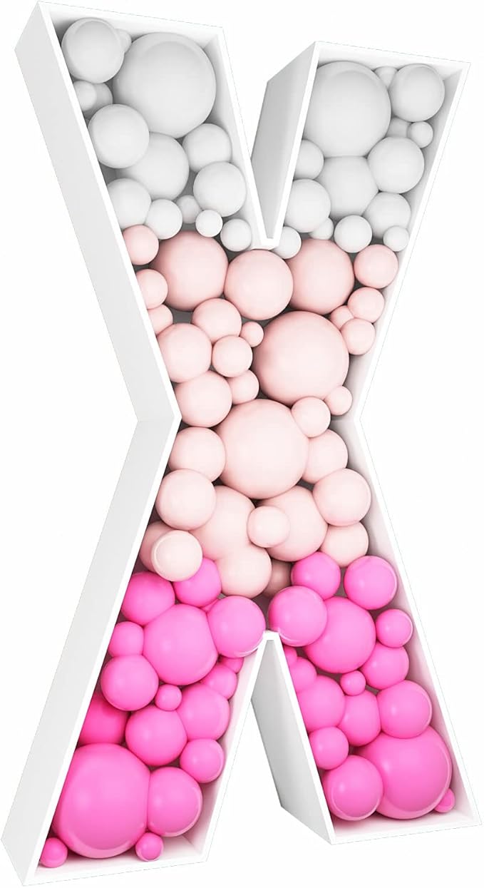 3FT Tall Mosaic Balloon Frame Letters Big Marquee Light Up Letters DIY Kit for Birthday Party Wedding Backdrop Decor Letter X Pre-Cut Foam Board