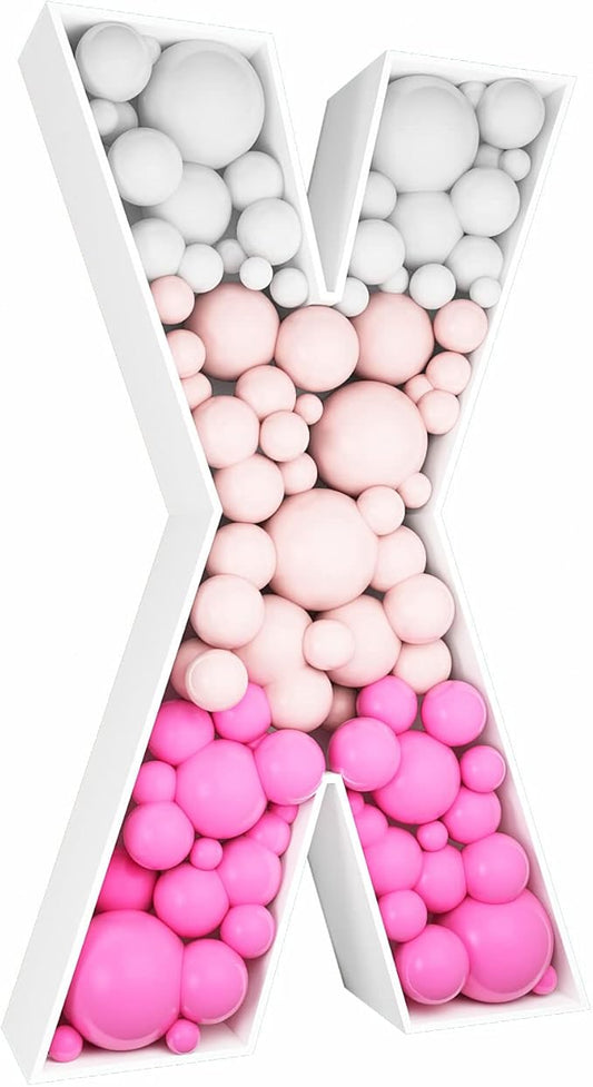 3FT Tall Mosaic Balloon Frame Letters Big Marquee Light Up Letters DIY Kit for Birthday Party Wedding Backdrop Decor Letter X Pre-Cut Foam Board