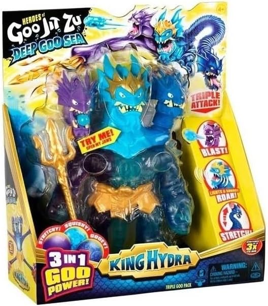 BANDAI - Heroes of Goo JIT Zu Figure King Hydra 3 Heads - Stretchy and Squishy Toy, Super Stretchy and Sturdy - Collectible Dragon Doll Multicolor - Gift for Kids +4 Years