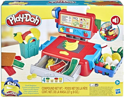 Play-Doh Cash Register Toy for Kids 3 Years and Up with Fun Sounds, Play Food Accessories, and 4 Non-Toxic Colors