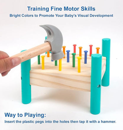 Wooden Baby Workbench Pounding Hammer Toy for Toddlers,STEM Educational Preschool Learning Toys for Kids, Great DIY Gift for Boys and Girls