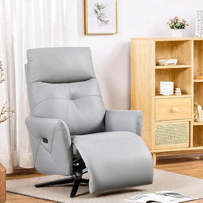 Recliner Chairs for Adults, Living Room Chair with Adjustable Headrest, Euro Contemporary Style Bedroom Chair with Dual Motor, Sofa Chair with USB Charge Port, Light Gray
