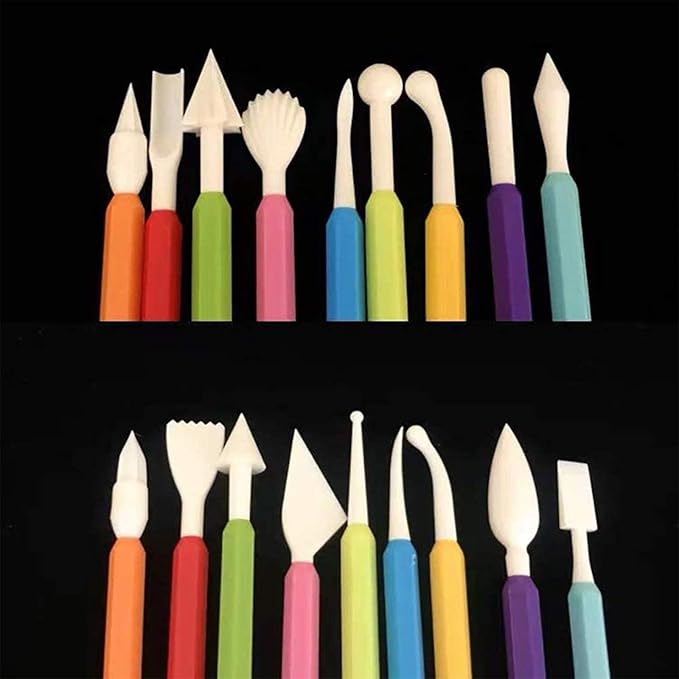 kiniza 9 Pieces Clay Sculpting Tools, Plastic Modeling Clay Tools for Kids，Double-Head Plastic Ceramic Pottery Tool Kit,Crafts Clay Modeling DIY Kit Cook Decorating Tools for Shaping and Sculpting