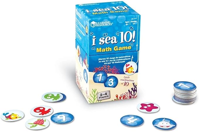 Learning Resources I Sea 10! Game, Math Games, Addition and Subtraction, Homeschool & Classroom Math Games, Educational, Includes 100 Cards, Ages 6+