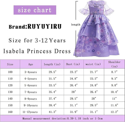 Kids Mirabel Cosplay Costume Girls Isabela Magical Princess Dresses Halloween Party Dress Up Suit