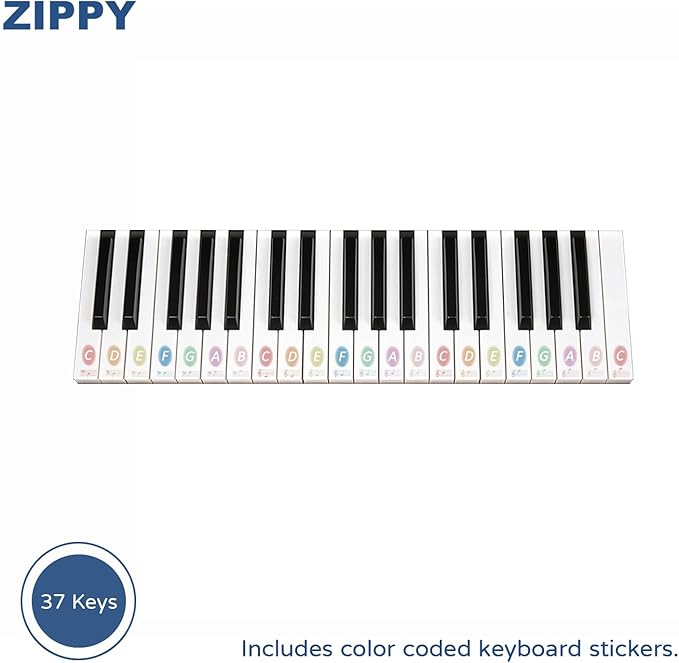 ZIPPY Kids Piano Keyboard, 37 Keys Digital Piano for Kids, Touch Sensitive Control Panel, Built-in Songs, Volume Adjustable, Music Educational Instrument, Wood Piano for 3+ Girls and Boys, Black Plus
