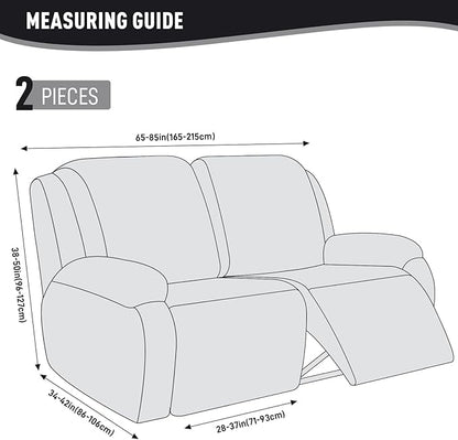 KinCam Recliner Covers, Stretch Reclining Chair Covers, Recliner Sofa Slipcovers Stripe Jacquard Recliner Couch Covers Furniture Protector Covers for Pet Kid (2XL Seater, Black)