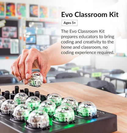 Evo Classroom Kit (12 Bots): Interactive Coding Robot, Kids Ages 5+, Includes 12 Evo Robots, Color Code Markers, Charging Cradle, Bot Stickers, Access to 700+ STEAM Lessons, Educators & Parents