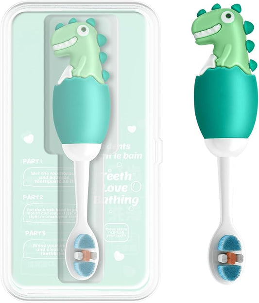 Kids Manual Toothbrush, Extra Soft Bristle Toddler Toothbrush with 10000 Bristles, Kids Travel Toothbrush Designed for Delicate Teeth & Gums for Children 2-7 Years (Green)