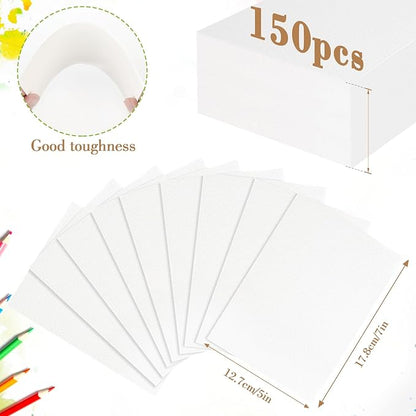 150PCS 5x7 Watercolor Paper Bulk, 140lb/300g Cold Press Thick Water Color Paper Pad for Kid Child Adult, White Art Paper for Drawing Painting Markers Gouache, Textured Cotton Paper Sheets