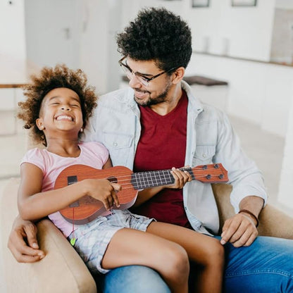YEZI Classical Ukulele for Kids, Mini Toddler Guitar Toy with Pick, Educational Musical Instrument for Preschool Boys Girls, Early Learning Music Toy for Ages 3 4 5 6+ Years Old, Brown